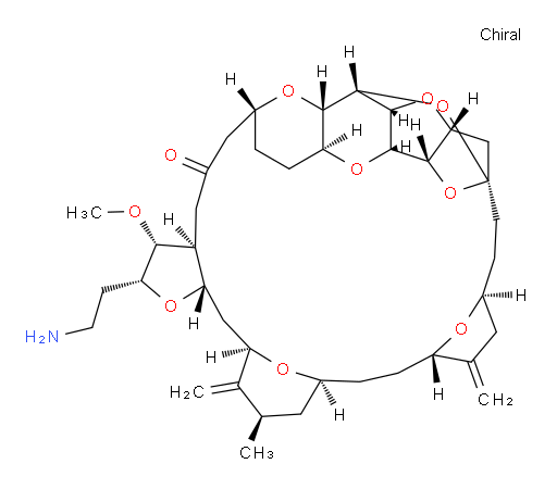 (2R,3R,3aS,7R,8aS,9S,10aR,11S,12R,13aR,13bS,15S,18S,21S,24S,26R,28R,29aS)-2-(2-Aminoethyl)hexacosahydro-3-methoxy-26-methyl-20,27-bis(methylene)-11,15:18,21:24,28-triepoxy-7,9-ethano-12,15-methano-9H,15H-furo[3,2-i]furo[2′,3′:5,6]pyrano[4,3-b][1,4]dioxacyclopentacosin-5(4H)-one (ACI)