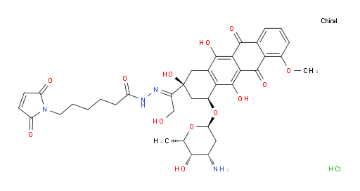 1H-Pyrrole-1-hexanoic acid, 2,5-dihydro-2,5-dioxo-, (2E)-2-[1-[(2S,4S)-4-[(3-amino-2,3,6-trideoxy-α-L-lyxo-hexopyranosyl)oxy]-1,2,3,4,6,11-hexahydro-2,5,12-trihydroxy-7-methoxy-6,11-dioxo-2-naphthacenyl]-2-hydroxyethylidene]hydrazide, hydrochloride (1:1) (ACI)
