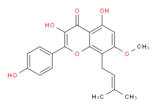 3,5-Dihydroxy-2-(4-hydroxyphenyl)-7-methoxy-8-(3-methyl-2-buten-1-yl)-4H-1-benzopyran-4-one (ACI)