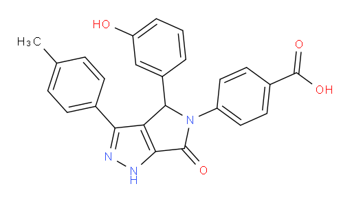 4-[4,6-Dihydro-4-(3-hydroxyphenyl)-3-(4-methylphenyl)-6-oxopyrrolo[3,4-c]pyrazol-5(1H)-yl]benzoic acid (ACI)
