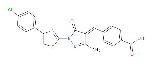 4-[[1-[4-(4-Chlorophenyl)-2-thiazolyl]-1,5-dihydro-3-methyl-5-oxo-4H-pyrazol-4-ylidene]methyl]benzoic acid (ACI)