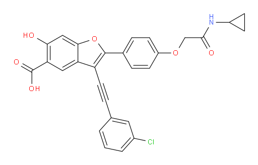 3-[2-(3-Chlorophenyl)ethynyl]-2-[4-[2-(cyclopropylamino)-2-oxoethoxy]phenyl]-6-hydroxy-5-benzofurancarboxylic acid (ACI)