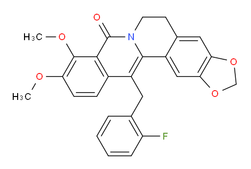 13-[(2-Fluorophenyl)methyl]-5,6-dihydro-9,10-dimethoxy-8H-benzo[g]-1,3-benzodioxolo[5,6-a]quinolizin-8-one (ACI)