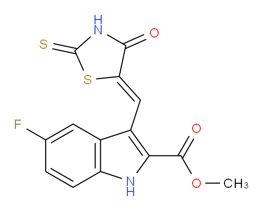 Methyl 5-fluoro-3-[(4-oxo-2-thioxo-5-thiazolidinylidene)methyl]-1H-indole-2-carboxylate (ACI)