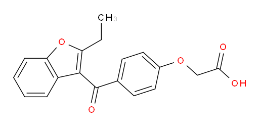 2-[4-[(2-Ethyl-3-benzofuranyl)carbonyl]phenoxy]acetic acid (ACI)