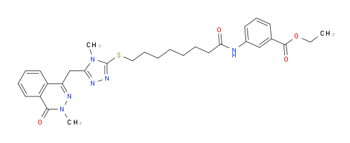 Ethyl 3-[[8-[[5-[(3,4-dihydro-3-methyl-4-oxo-1-phthalazinyl)methyl]-4-methyl-4H-1,2,4-triazol-3-yl]thio]-1-oxooctyl]amino]benzoate (ACI)