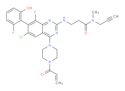 3-[[6-Chloro-8-fluoro-7-(2-fluoro-6-hydroxyphenyl)-4-[4-(1-oxo-2-propen-1-yl)-1-piperazinyl]-2-quinazolinyl]amino]-N-methyl-N-2-propyn-1-ylpropanamide (ACI)