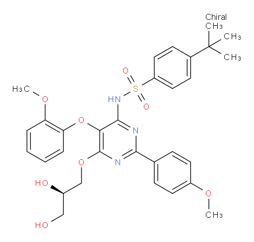 N-[6-[(2R)-2,3-Dihydroxypropoxy]-5-(2-methoxyphenoxy)-2-(4-methoxyphenyl)-4-pyrimidinyl]-4-(1,1-dimethylethyl)benzenesulfonamide (ACI)