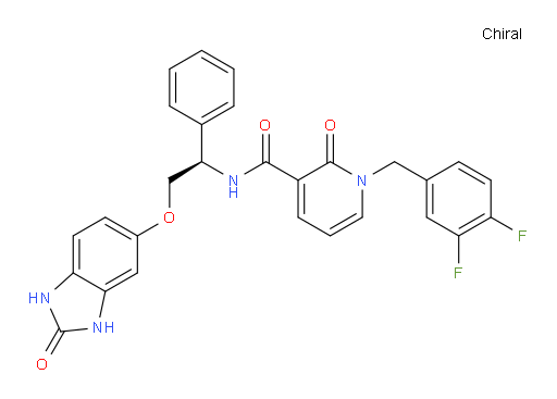 1-[(3,4-Difluorophenyl)methyl]-N-[(1R)-2-[(2,3-dihydro-2-oxo-1H-benzimidazol-5-yl)oxy]-1-phenylethyl]-1,2-dihydro-2-oxo-3-pyridinecarboxamide (ACI)