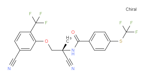 N-[(1R)-1-Cyano-2-[5-cyano-2-(trifluoromethyl)phenoxy]-1-methylethyl]-4-[(trifluoromethyl)thio]benzamide (ACI)