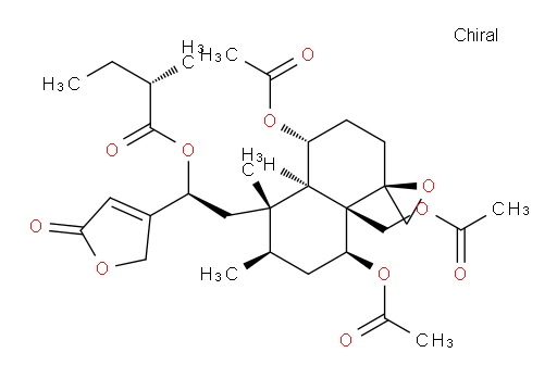 Butanoic acid, 2-methyl-, (1S)-2-[(1R,4R,4aR,5S,6R,8S,8aR)-4,8-bis(acetyloxy)-8a-[(acetyloxy)methyl]octahydro-5,6-dimethylspiro[naphthalene-1(2H),2′-oxiran]-5-yl]-1-(2,5-dihydro-5-oxo-3-furanyl)ethyl ester, (2S)- (9CI, ACI)