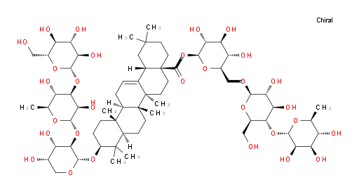 O-6-Deoxy-α-L-mannopyranosyl-(1→4)-O-β-D-glucopyranosyl-(1→6)-β-D-glucopyranosyl (3β)-3-[(O-β-D-glucopyranosyl-(1→3)-O-6-deoxy-α-L-mannopyranosyl-(1→2)-α-L-arabinopyranosyl)oxy]olean-12-en-28-oate (ACI)