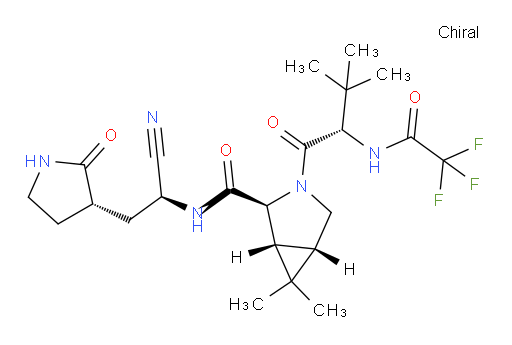 3-Azabicyclo[3.1.0]hexane-2-carboxamide, N-[(1S)-1-cyano-2-[(3S)-2-oxo-3-pyrrolidinyl]ethyl]-3-[(2S)-3,3-dimethyl-1-oxo-2-[(2,2,2-trifluoroacetyl)amino]butyl]-6,6-dimethyl-, (1R,2S,5S)-