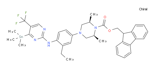 (2R,6S)-(9H-fluoren-9-yl)methyl 4-(3-ethyl-4-((5-(trifluoromethyl)-4-(trimethylstannyl)pyrimidin-2-yl)amino)phenyl)-2,6-dimethylpiperazine-1-carboxylate