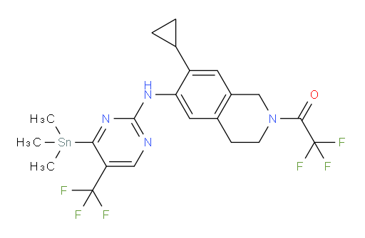 1-(7-cyclopropyl-6-((5-(trifluoromethyl)-4-(trimethylstannyl)pyrimidin-2-yl)amino)-3,4-dihydroisoquinolin-2(1H)-yl)-2,2,2-trifluoroethanone