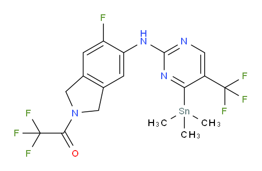 2,2,2-trifluoro-1-(5-fluoro-6-((5-(trifluoromethyl)-4-(trimethylstannyl)pyrimidin-2-yl)amino)isoindolin-2-yl)ethanone