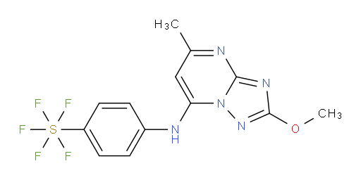 4-((2-methoxy-5-methyl-[1,2,4]triazolo[1,5-a]pyrimidin-7-yl)amino)(pentafluoromercapto)benzene