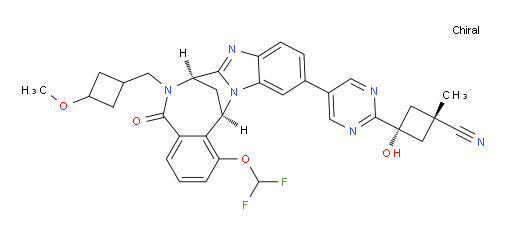 (1S,3s)-3-(5-((7R,14R)-1-(difluoromethoxy)-6-((3-methoxycyclobutyl)methyl)-5-oxo-5,6,7,14-tetrahydro-7,14-methanobenzo[f]benzo[4,5]imidazo[1,2-a][1,4]diazocin-11-yl)pyrimidin-2-yl)-3-hydroxy-1-methylcyclobutanecarbonitrile