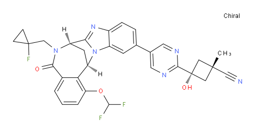 (1S,3s)-3-(5-((7R,14R)-1-(difluoromethoxy)-6-((1-fluorocyclopropyl)methyl)-5-oxo-5,6,7,14-tetrahydro-7,14-methanobenzo[f]benzo[4,5]imidazo[1,2-a][1,4]diazocin-11-yl)pyrimidin-2-yl)-3-hydroxy-1-methylcyclobutanecarbonitrile