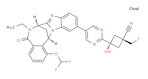 (1R,3r)-3-(5-((7R,14R)-1-(difluoromethoxy)-6-ethyl-5-oxo-5,6,7,14-tetrahydro-7,14-methanobenzo[f]benzo[4,5]imidazo[1,2-a][1,4]diazocin-11-yl)pyrimidin-2-yl)-1-(fluoromethyl)-3-hydroxycyclobutanecarbonitrile
