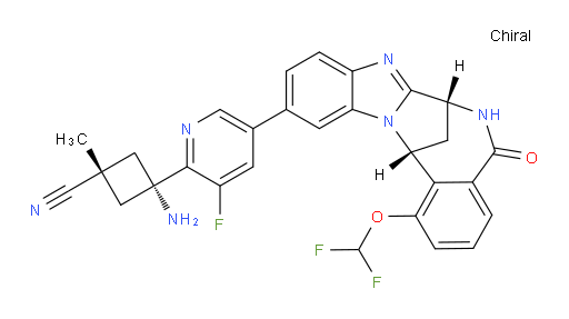 cis-3-amino-3-[5-[(7R,14R)-1-(difluoromethoxy)-5,6,7,14-tetrahydro-5-oxo-7,14-methanobenzimidazo[1,2-b][2,5]benzodiazocin-11-yl]-3-fluoropyridin-2-yl]-1-methylcyclobutane-carbonitrile
