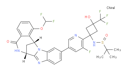 [S(R)]-N-[1-[5-[(7R,14R)-1-(difluoromethoxy)-5,6,7,14-tetrahydro-5-oxo-7,14-methanobenzimidazo[1,2-b][2,5]benzodiazocin-11-yl]-3-fluoropyridin-2-yl]-3-hydroxy-3-(trifluoromethyl)cyclobutyl]-2-methyl-2-Propanesulfinamide