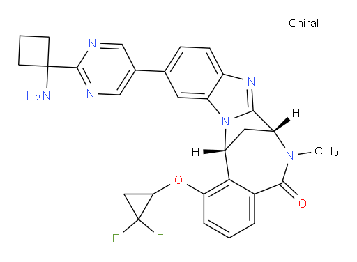 (7R,14R)-11-[2-(1-aminocyclobutyl)-pyrimidin-5-yl]-1-[(2,2-difluoro-cyclopropyloxy)]-6,7-dihydro-6-methyl-7,14-Methanobenzimidazo[1,2-b][2,5]benzodiazocin-5(14H)--one