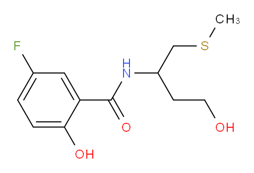 5-fluoro-2-hydroxy-N-(4-hydroxy-1-(methylthio)butan-2-yl)benzamide