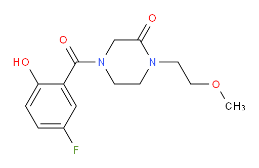 4-(5-fluoro-2-hydroxybenzoyl)-1-(2-methoxyethyl)piperazin-2-one