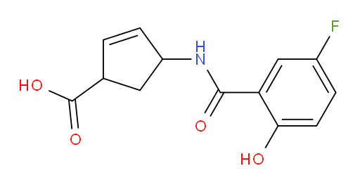 4-(5-fluoro-2-hydroxybenzamido)cyclopent-2-enecarboxylic acid
