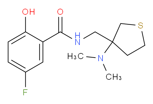 N-((3-(dimethylamino)tetrahydrothiophen-3-yl)methyl)-5-fluoro-2-hydroxybenzamide