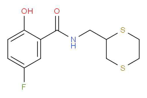 N-((1,4-dithian-2-yl)methyl)-5-fluoro-2-hydroxybenzamide