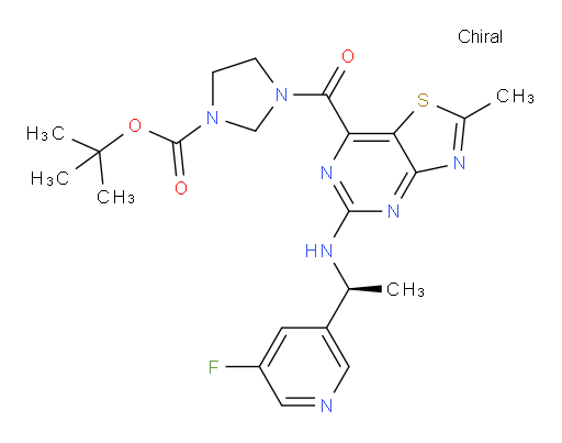 (S)-tert-butyl 3-(5-((1-(5-fluoropyridin-3-yl)ethyl)amino)-2-methylthiazolo[4,5-d]pyrimidine-7-carbonyl)imidazolidine-1-carboxylate