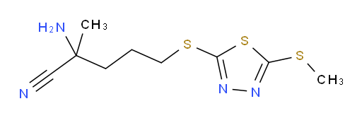 2-amino-2-methyl-5-((5-(methylthio)-1,3,4-thiadiazol-2-yl)thio)pentanenitrile