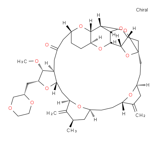 (2R,3R,3aS,7R,8aS,9S,10aR,11S,12R,13aR,13bS,15S,18S,21S,24S,26R,28R,29aS)-2-[(2S)-1,4-Dioxan-2-ylmethyl]hexacosahydro-3-methoxy-26-methyl-20,27-bis(methylene)-11,15:18,21:24,28-triepoxy-7,9-ethano-12,15-methano-9H,15H-furo[3,2-i]furo[2′,3′:5,6]pyrano[4,3-b][1,4]dioxacyclopentacosin-5(4H)-one (ACI)