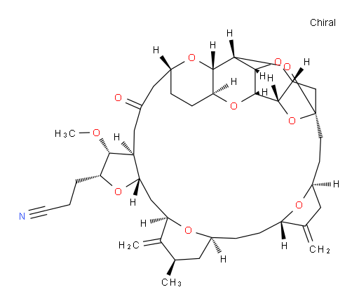 (2R,3R,3aS,7R,8aS,9S,10aR,11S,12R,13aR,13bS,15S,18S,21S,24S,26R,28R,29aS)-Octacosahydro-3-methoxy-26-methyl-20,27-bis(methylene)-5-oxo-11,15:18,21:24,28-triepoxy-7,9-ethano-12,15-methano-9H,15H-furo[3,2-i]furo[2′,3′:5,6]pyrano[4,3-b][1,4]dioxacyclopentacosin-2-propanenitrile (ACI)