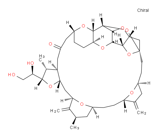11,15:18,21:24,28-Triepoxy-7,9-ethano-12,15-methano-9H,15H-furo[3,2-i]furo[2′,3′:5,6]pyrano[4,3-b][1,4]dioxacyclopentacosin-5(4H)-one, 2-[(1R)-1,2-dihydroxyethyl]hexacosahydro-3,26-dimethyl-20,27-bis(methylene)-, (2S,3R,3aR,7R,8aS,9S,10aR,11S,12R,13aS,13bS,15S,18S,21S,24S,26R,28R,29aS)- (9CI)