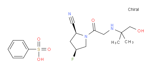 2-Pyrrolidinecarbonitrile, 4-fluoro-1-[2-[(2-hydroxy-1,1-dimethylethyl)amino]acetyl]-, (2S,4S)-, benzenesulfonate (1:1) (ACI)