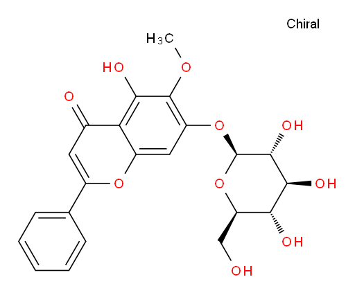 7-(β-D-Glucopyranosyloxy)-5-hydroxy-6-methoxy-2-phenyl-4H-1-benzopyran-4-one (ACI)