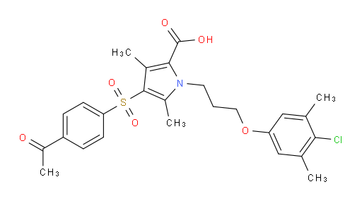 4-[(4-Acetylphenyl)sulfonyl]-1-[3-(4-chloro-3,5-dimethylphenoxy)propyl]-3,5-dimethyl-1H-pyrrole-2-carboxylic acid (ACI)