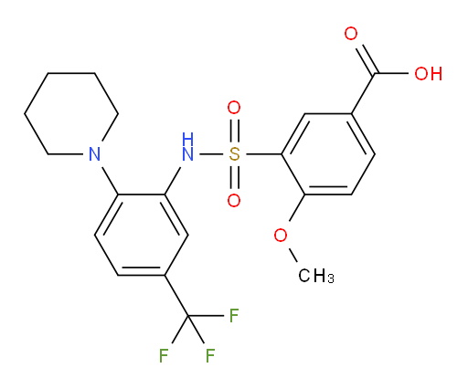 4-Methoxy-3-[[[2-(1-piperidinyl)-5-(trifluoromethyl)phenyl]amino]sulfonyl]benzoic acid (ACI)