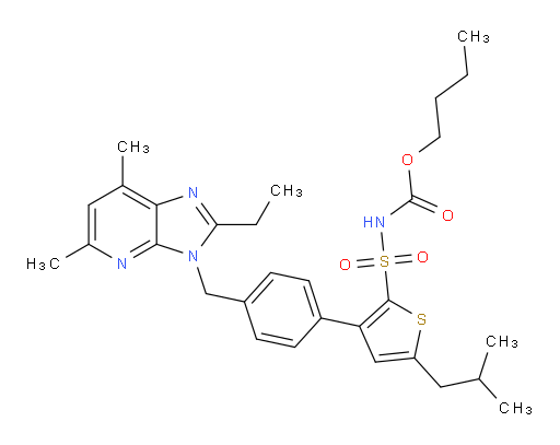Carbamic acid, N-[[3-[4-[(2-ethyl-5,7-dimethyl-3H-imidazo[4,5-b]pyridin-3-yl)methyl]phenyl]-5-(2-methylpropyl)-2-thienyl]sulfonyl]-, butyl ester (ACI)