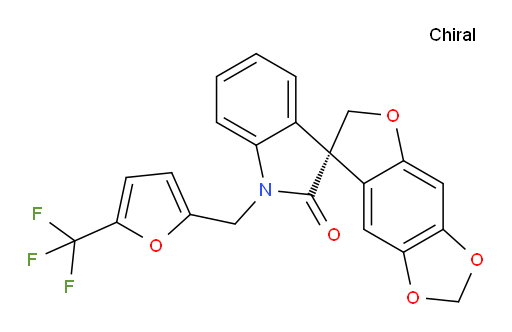 (3′S)-1′-[[5-(Trifluoromethyl)-2-furanyl]methyl]spiro[furo[2,3-f]-1,3-benzodioxole-7(6H),3′-[3H]indol]-2′(1′H)-one (ACI)
