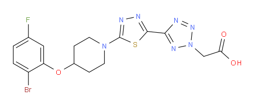 5-[5-[4-(2-Bromo-5-fluorophenoxy)-1-piperidinyl]-1,3,4-thiadiazol-2-yl]-2H-tetrazole-2-acetic acid (ACI)