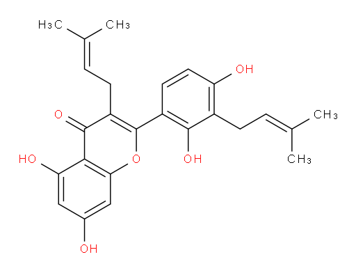 2-[2,4-Dihydroxy-3-(3-methyl-2-buten-1-yl)phenyl]-5,7-dihydroxy-3-(3-methyl-2-buten-1-yl)-4H-1-benzopyran-4-one (ACI)