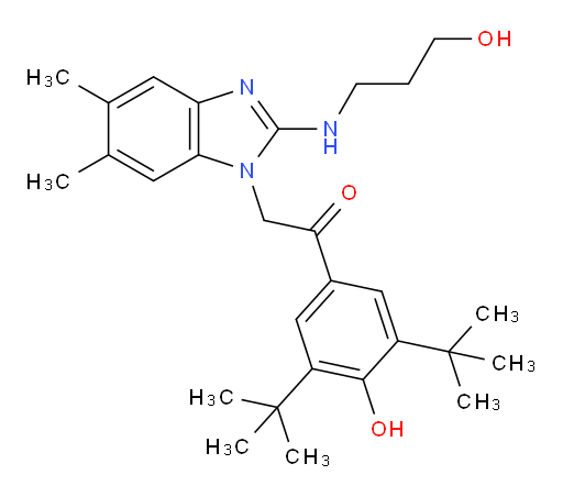 1-[3,5-Bis(1,1-dimethylethyl)-4-hydroxyphenyl]-2-[2-[(3-hydroxypropyl)amino]-5,6-dimethyl-1H-benzimidazol-1-yl]ethanone (ACI)