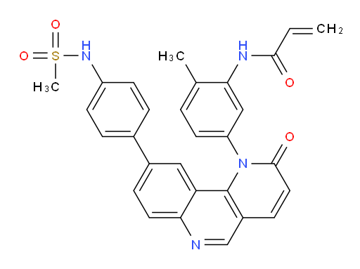N-[2-Methyl-5-[9-[4-[(methylsulfonyl)amino]phenyl]-2-oxobenzo[h]-1,6-naphthyridin-1(2H)-yl]phenyl]-2-propenamide (ACI)