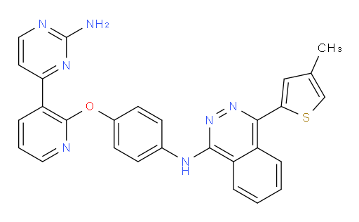 N-[4-[[3-(2-Amino-4-pyrimidinyl)-2-pyridinyl]oxy]phenyl]-4-(4-methyl-2-thienyl)-1-phthalazinamine (ACI)