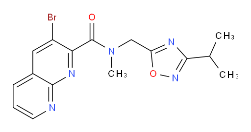 3-bromo-N-((3-isopropyl-1,2,4-oxadiazol-5-yl)methyl)-N-methyl-1,8-naphthyridine-2-carboxamide