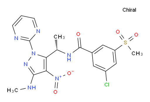 (S)-3-chloro-N-(1-(3-(methylamino)-4-nitro-1-(pyrimidin-2-yl)-1H-pyrazol-5-yl)ethyl)-5-(methylsulfonyl)benzamide